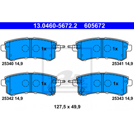 Jeu de quatre plaquettes de frein à disque ATE