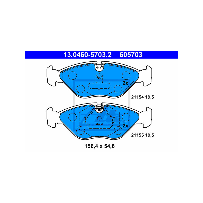 Jeu de quatre plaquettes de frein à disque ATE