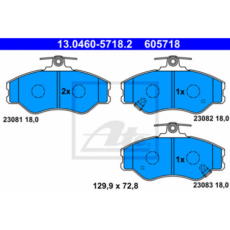 Jeu de quatre plaquettes de frein à disque ATE