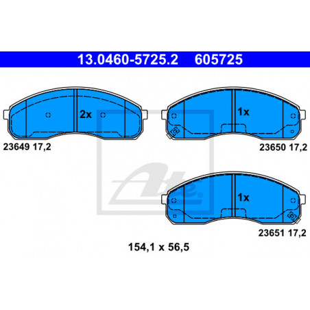 Jeu de quatre plaquettes de frein à disque ATE
