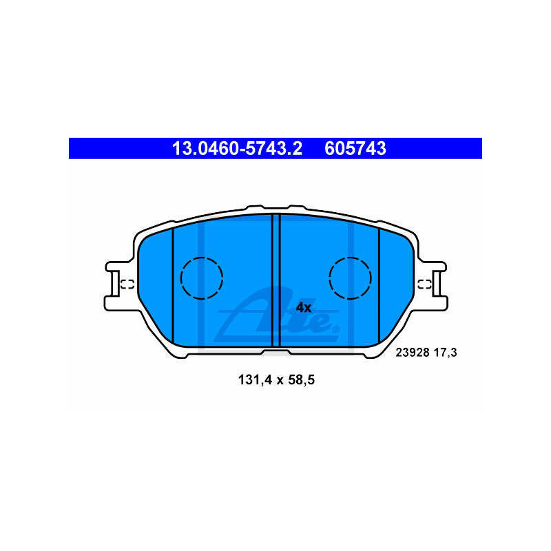 Jeu de quatre plaquettes de frein à disque ATE