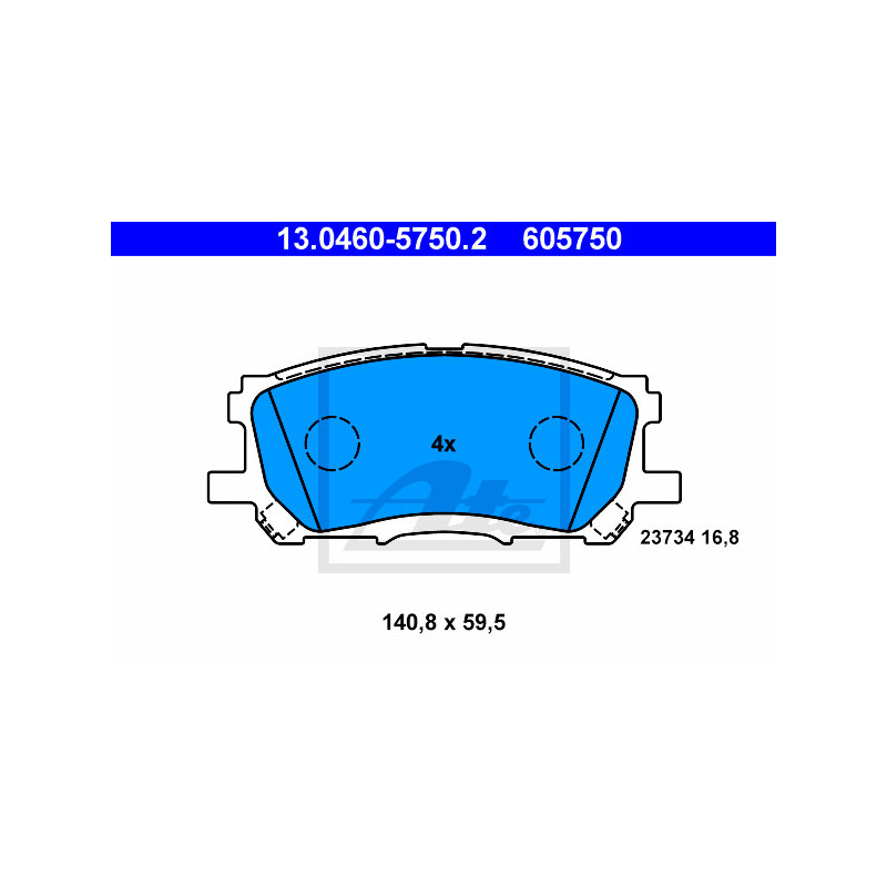 Jeu de quatre plaquettes de frein à disque ATE