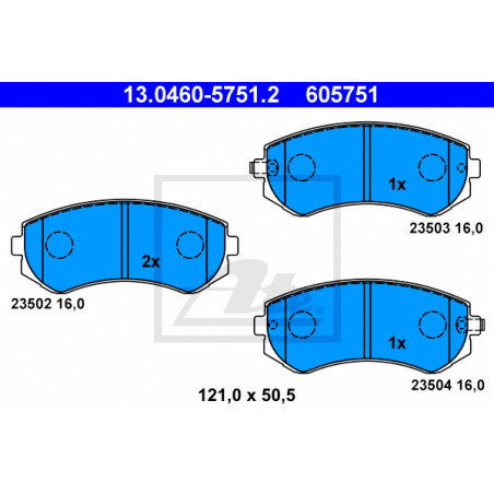 Jeu de quatre plaquettes de frein à disque ATE