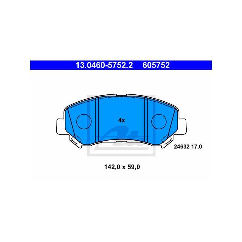 Jeu de quatre plaquettes de frein à disque ATE