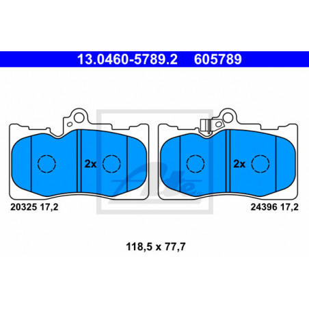 Jeu de quatre plaquettes de frein à disque ATE