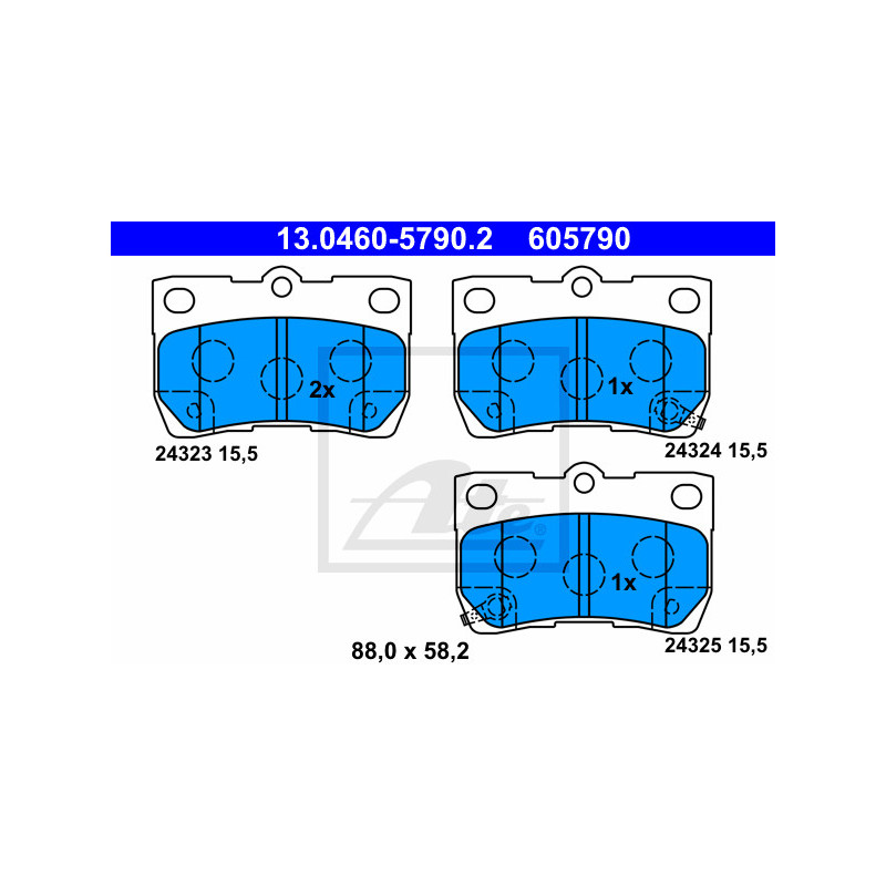 Jeu de quatre plaquettes de frein à disque ATE