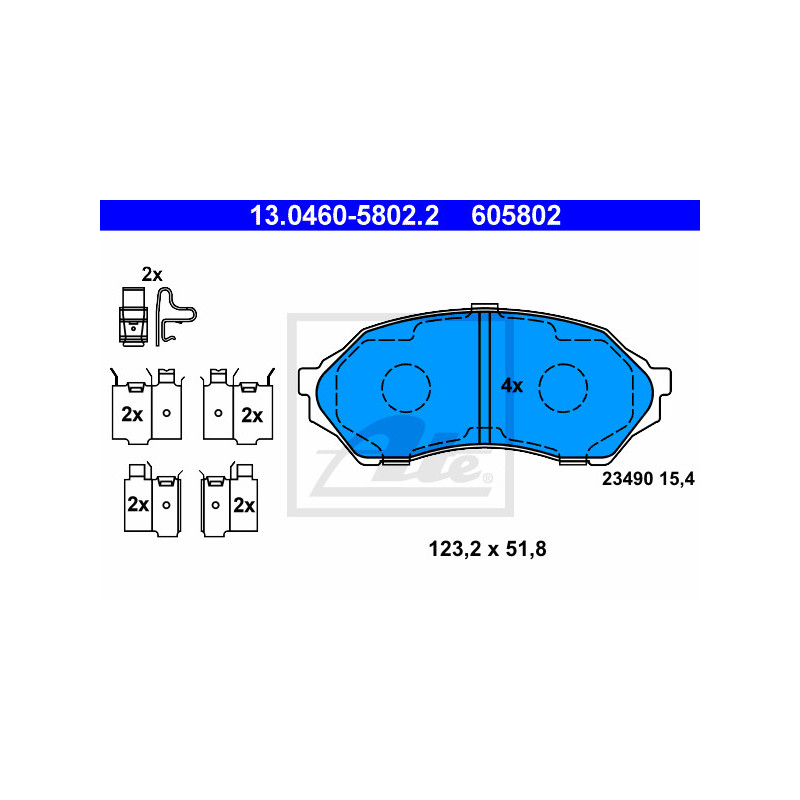 Jeu de quatre plaquettes de frein à disque ATE