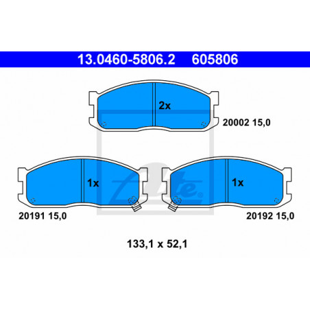 Jeu de quatre plaquettes de frein à disque ATE