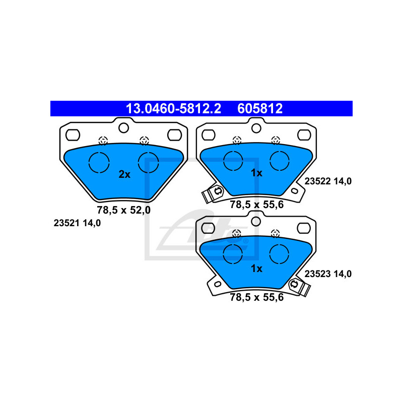 Jeu de quatre plaquettes de frein à disque ATE