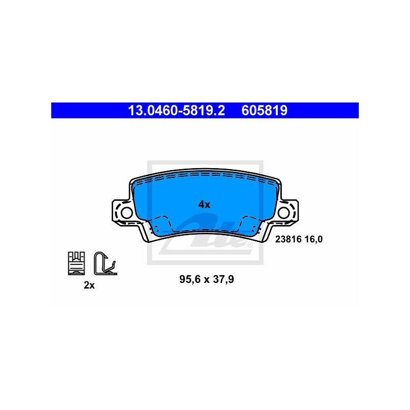 Jeu de quatre plaquettes de frein à disque ATE
