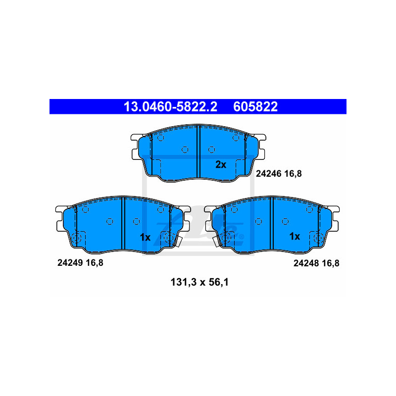 Jeu de quatre plaquettes de frein à disque ATE