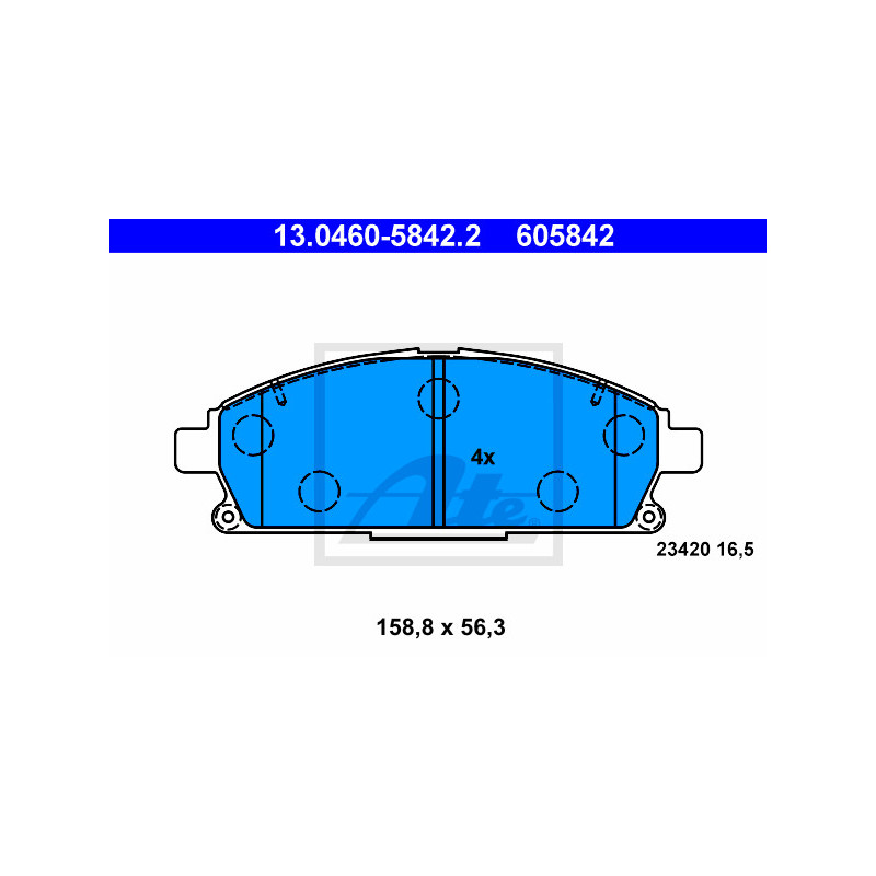 Jeu de quatre plaquettes de frein à disque ATE