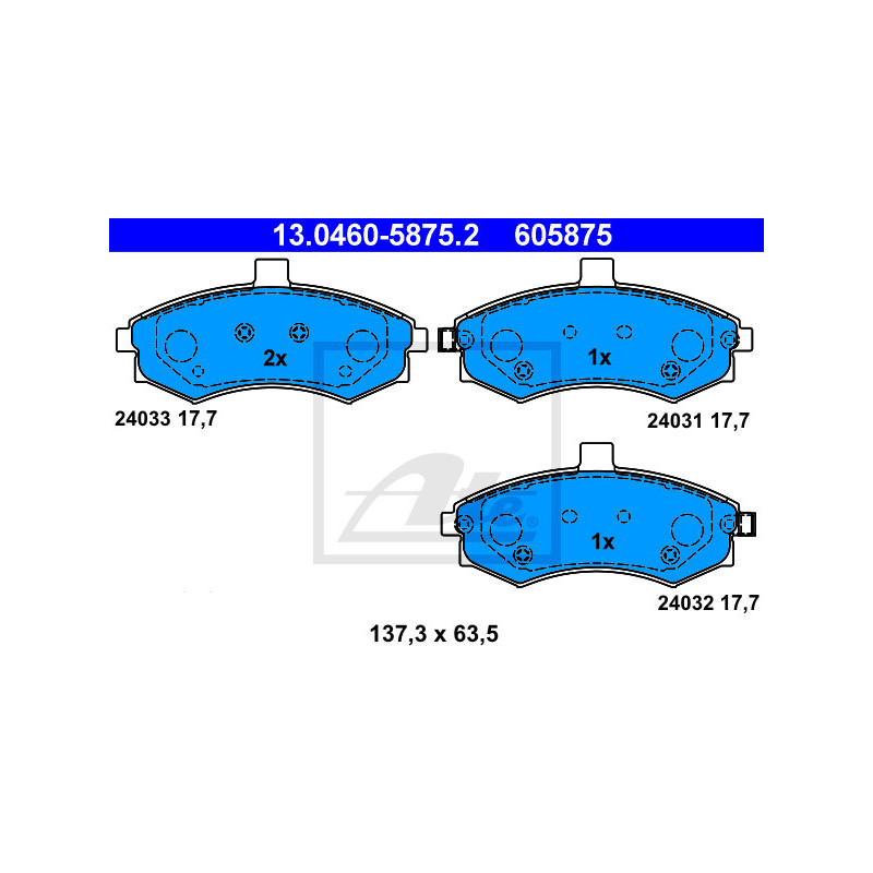 Jeu de quatre plaquettes de frein à disque ATE