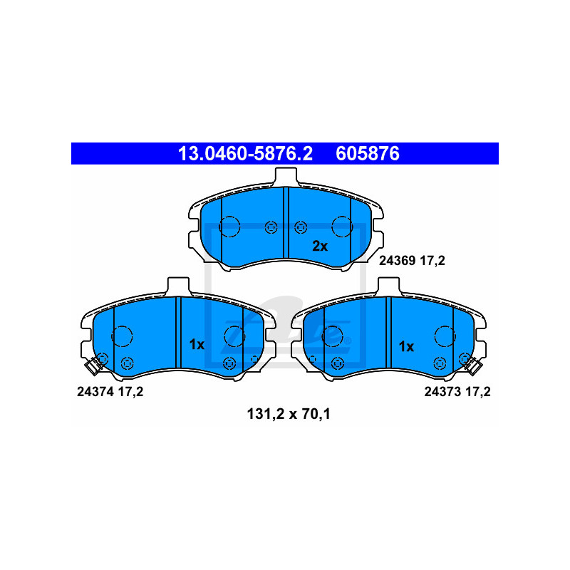 Jeu de quatre plaquettes de frein à disque ATE