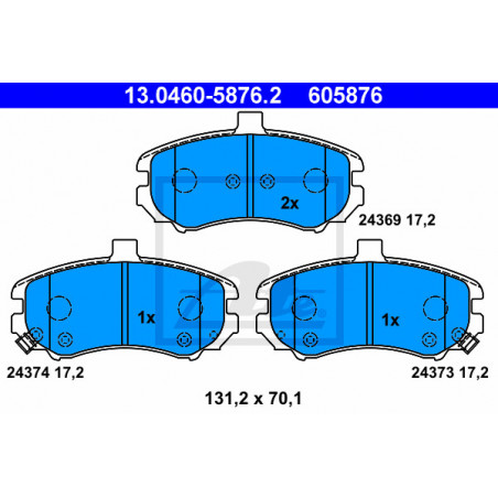 Jeu de quatre plaquettes de frein à disque ATE