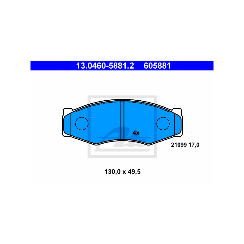 Jeu de quatre plaquettes de frein à disque ATE