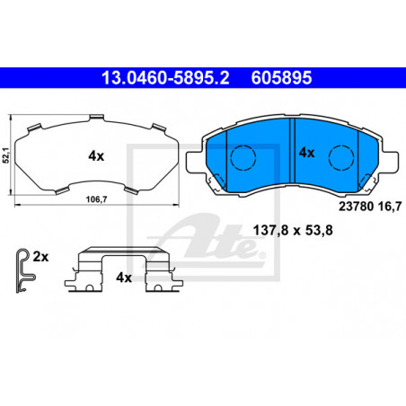 Jeu de quatre plaquettes de frein à disque ATE