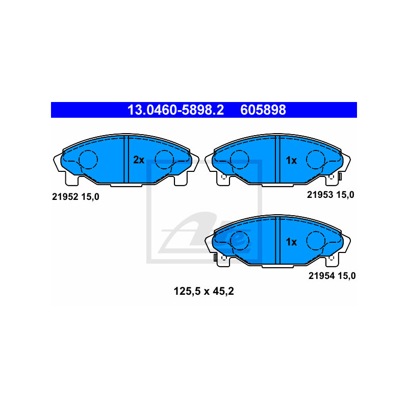 Jeu de quatre plaquettes de frein à disque ATE