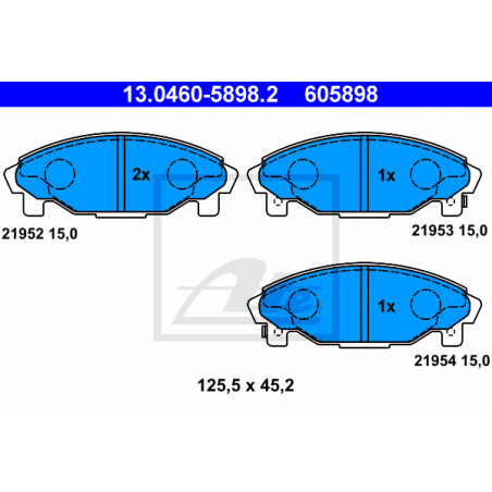 Jeu de quatre plaquettes de frein à disque ATE