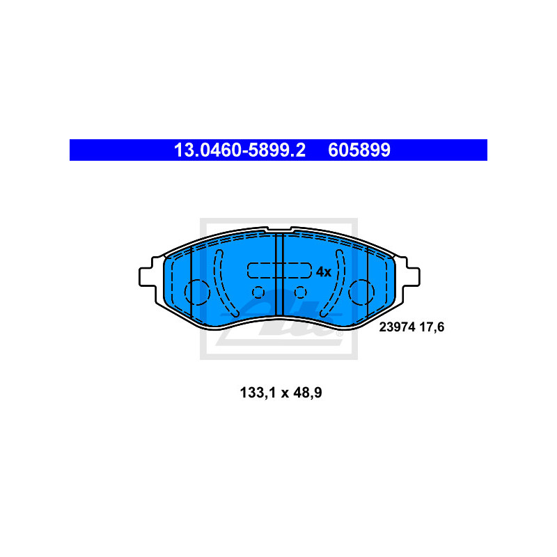 Jeu de quatre plaquettes de frein à disque ATE