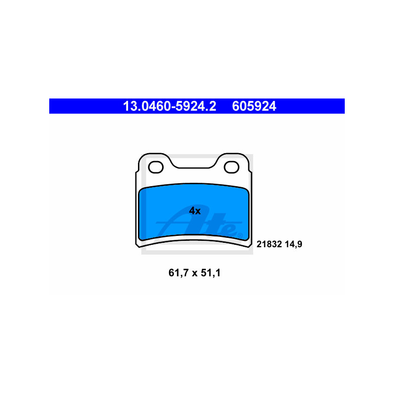 Jeu de quatre plaquettes de frein à disque ATE