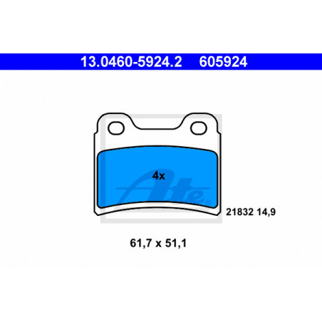 Jeu de quatre plaquettes de frein à disque ATE