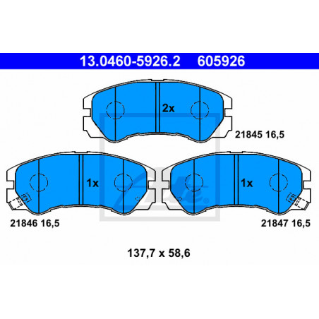 Jeu de quatre plaquettes de frein à disque ATE