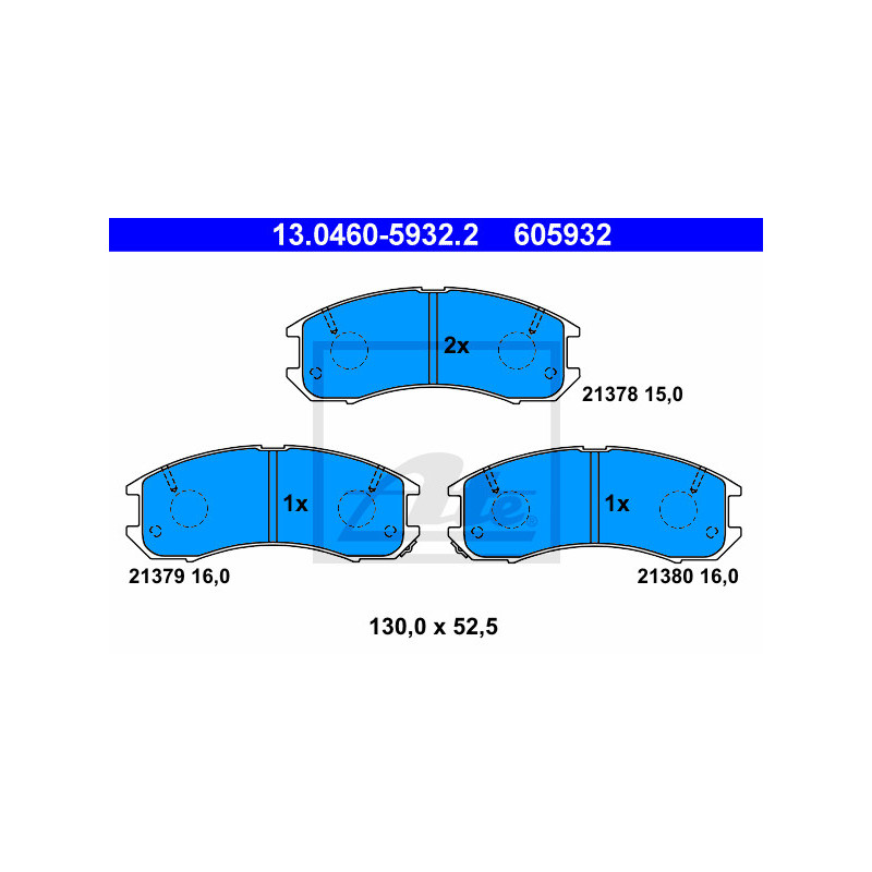 Jeu de quatre plaquettes de frein à disque ATE
