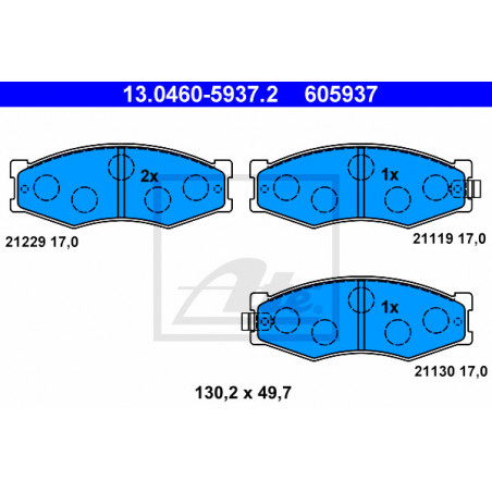 Jeu de quatre plaquettes de frein à disque ATE