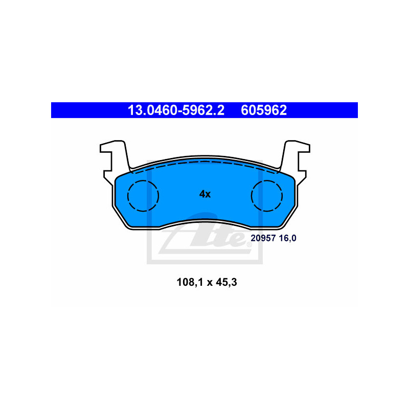 Jeu de quatre plaquettes de frein à disque ATE