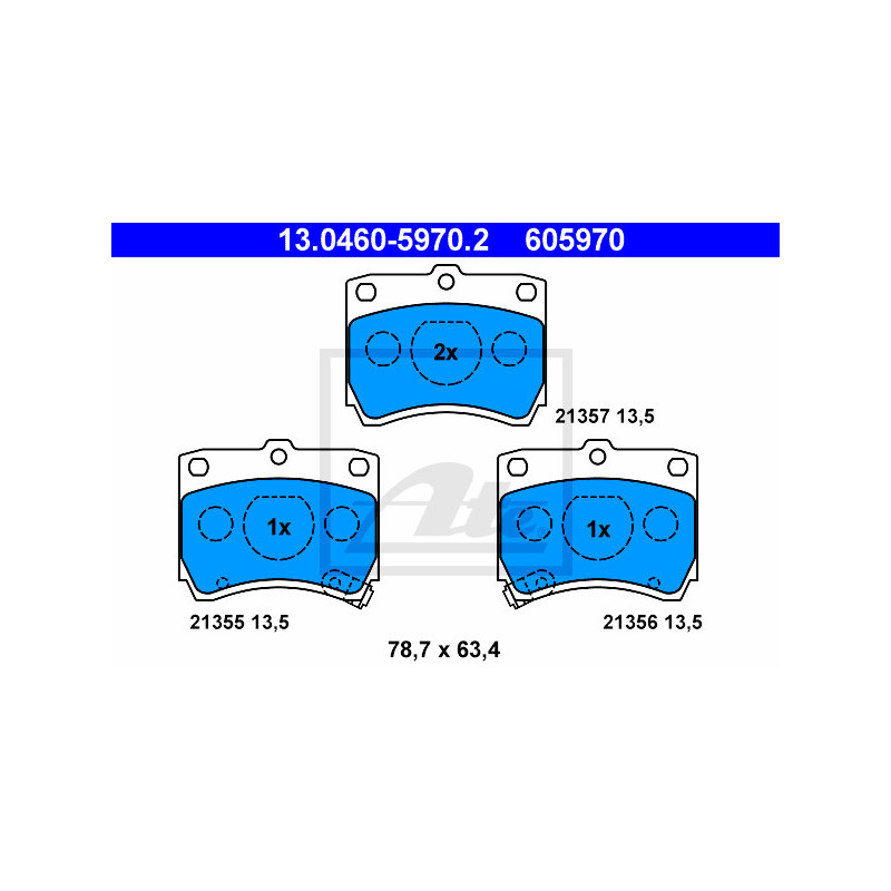 Jeu de quatre plaquettes de frein à disque ATE