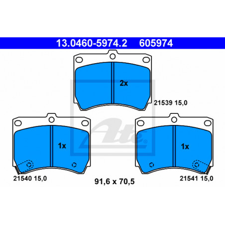 Jeu de quatre plaquettes de frein à disque ATE