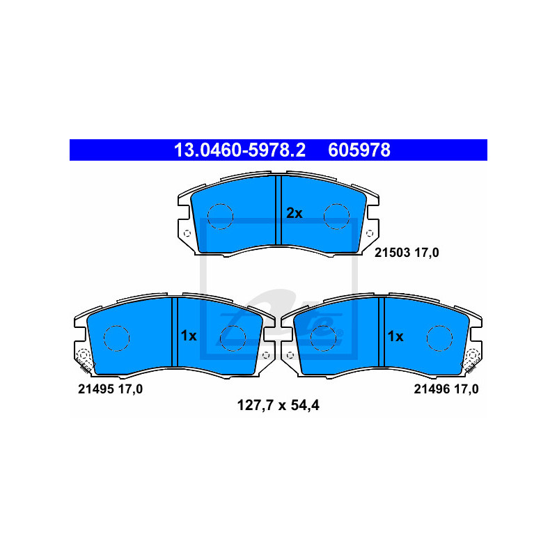 Jeu de quatre plaquettes de frein à disque ATE