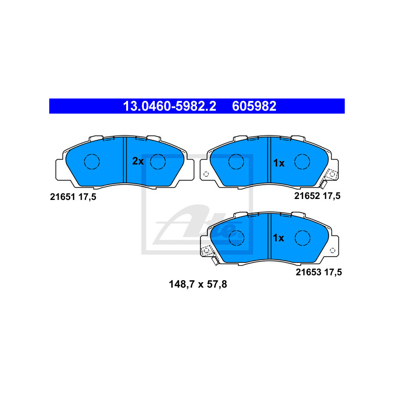 Jeu de quatre plaquettes de frein à disque ATE