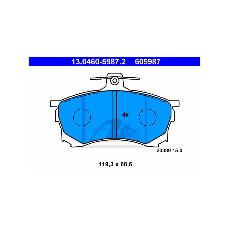 Jeu de quatre plaquettes de frein à disque ATE