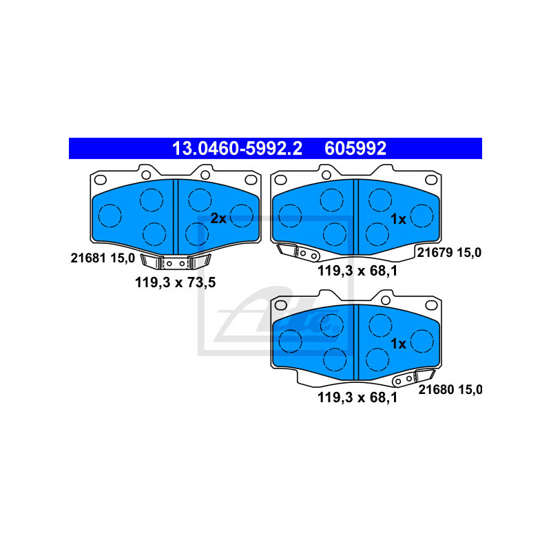 Jeu de quatre plaquettes de frein à disque ATE