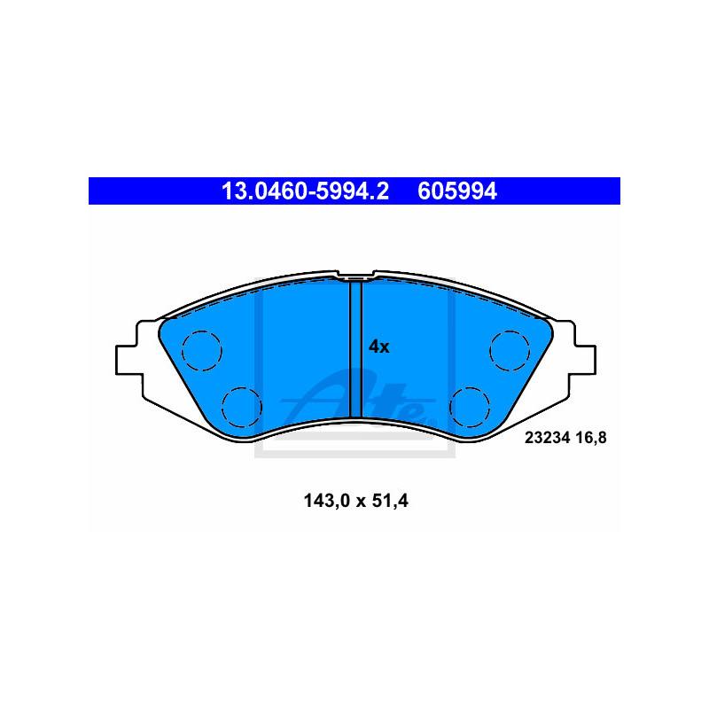 Jeu de quatre plaquettes de frein à disque ATE
