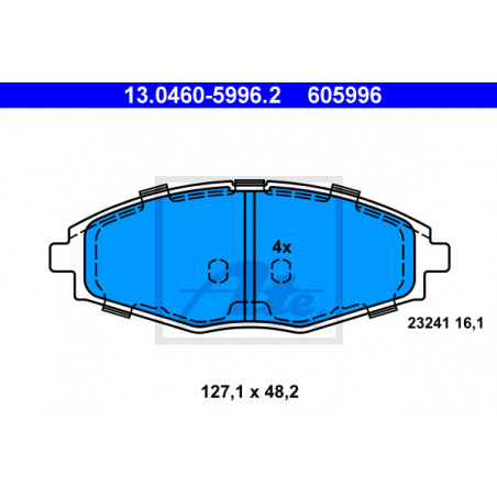 Jeu de quatre plaquettes de frein à disque ATE