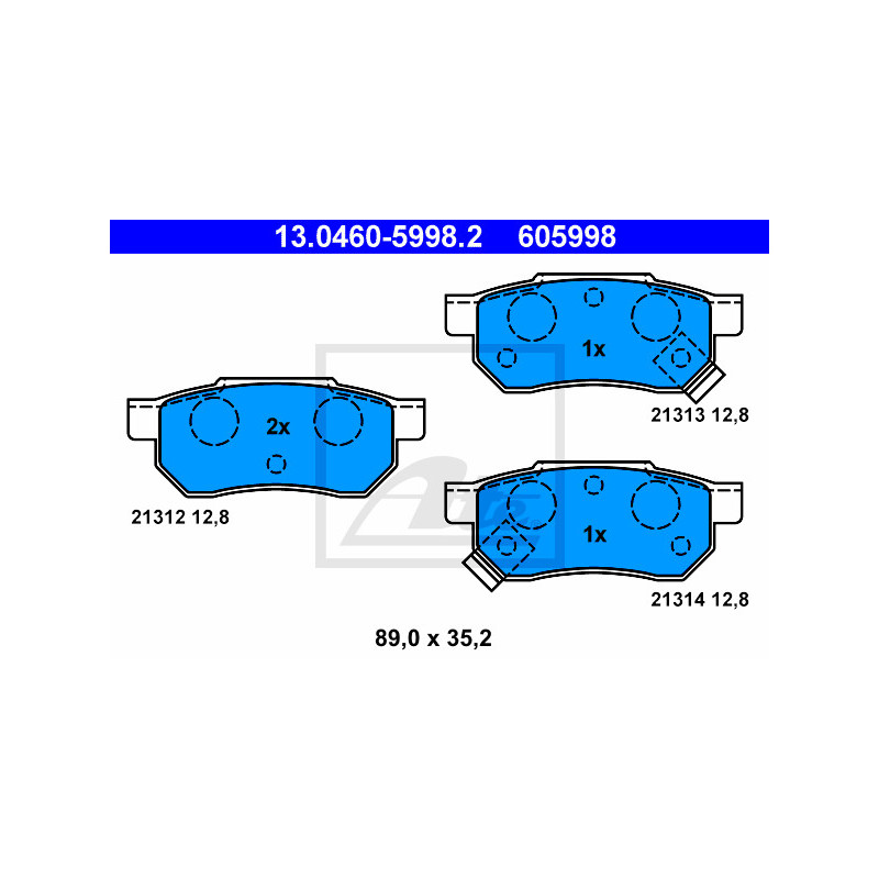 Jeu de quatre plaquettes de frein à disque ATE