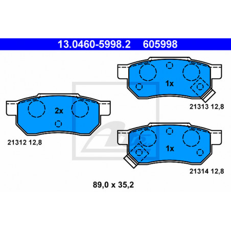Jeu de quatre plaquettes de frein à disque ATE