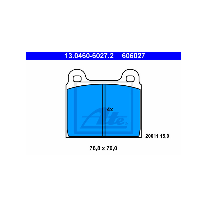 Jeu de quatre plaquettes de frein à disque ATE