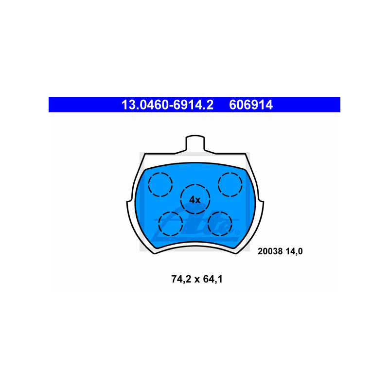 Jeu de quatre plaquettes de frein à disque ATE
