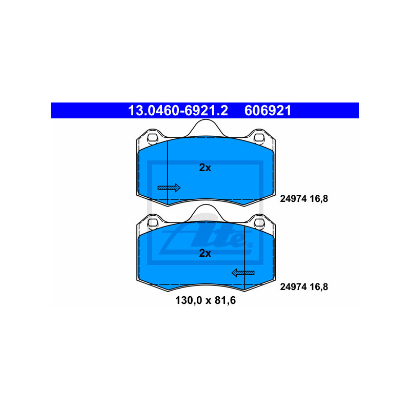 Jeu de quatre plaquettes de frein à disque ATE