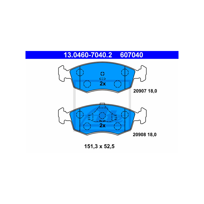 Jeu de quatre plaquettes de frein à disque ATE