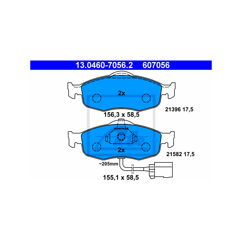 Jeu de quatre plaquettes de frein à disque ATE