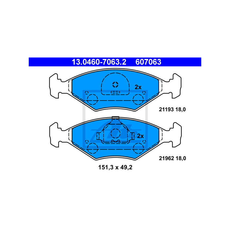 Jeu de quatre plaquettes de frein à disque ATE