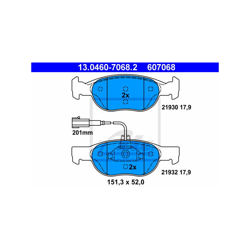 Jeu de quatre plaquettes de frein à disque ATE