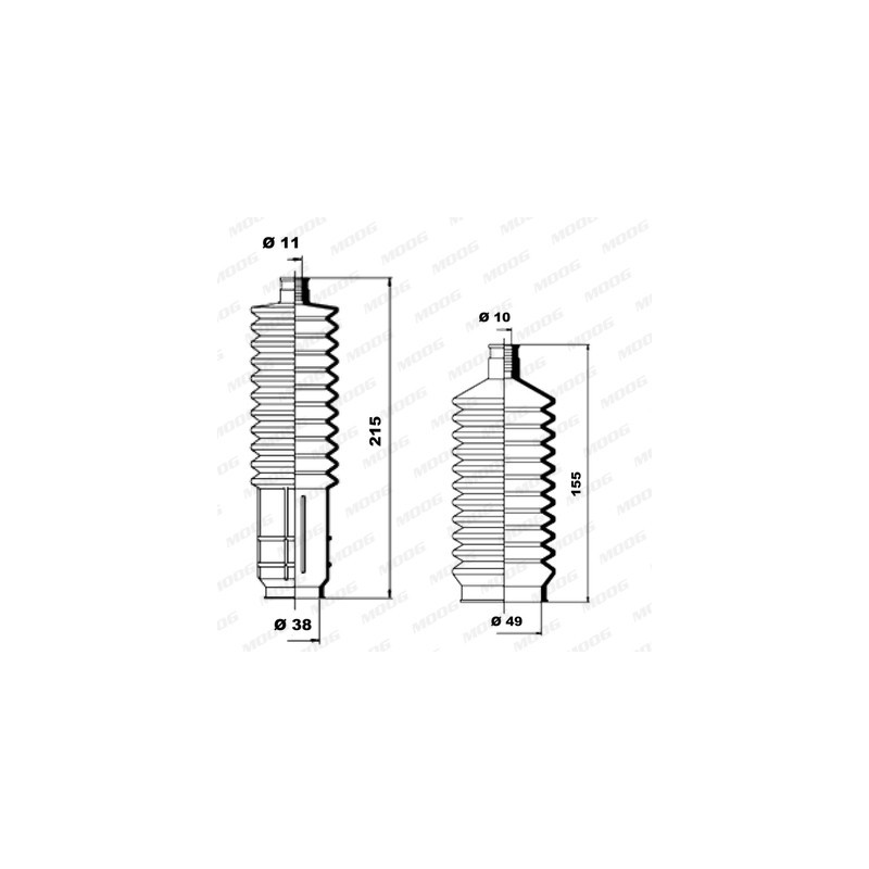 Jeu de joints-soufflets (direction) MOOG