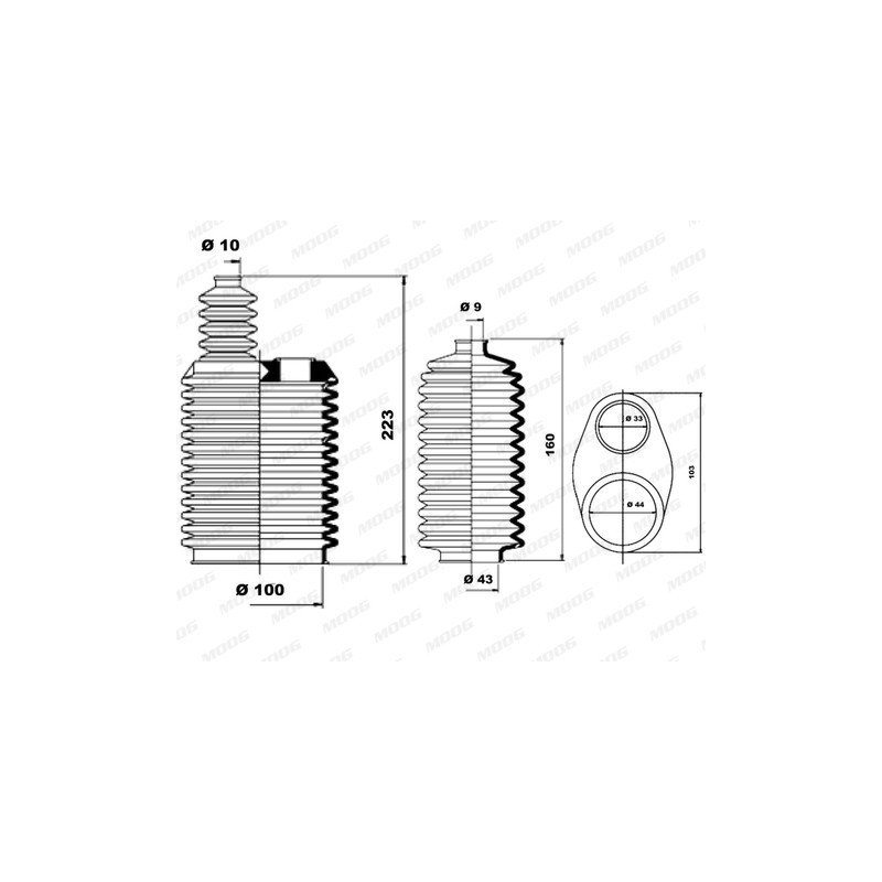 Jeu de joints-soufflets (direction) MOOG
