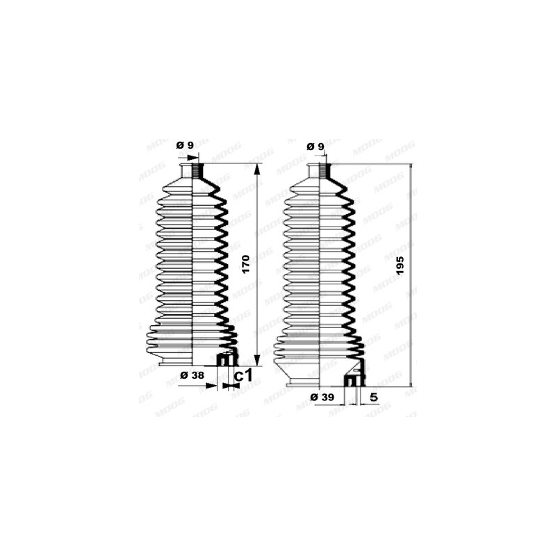 Jeu de joints-soufflets (direction) MOOG